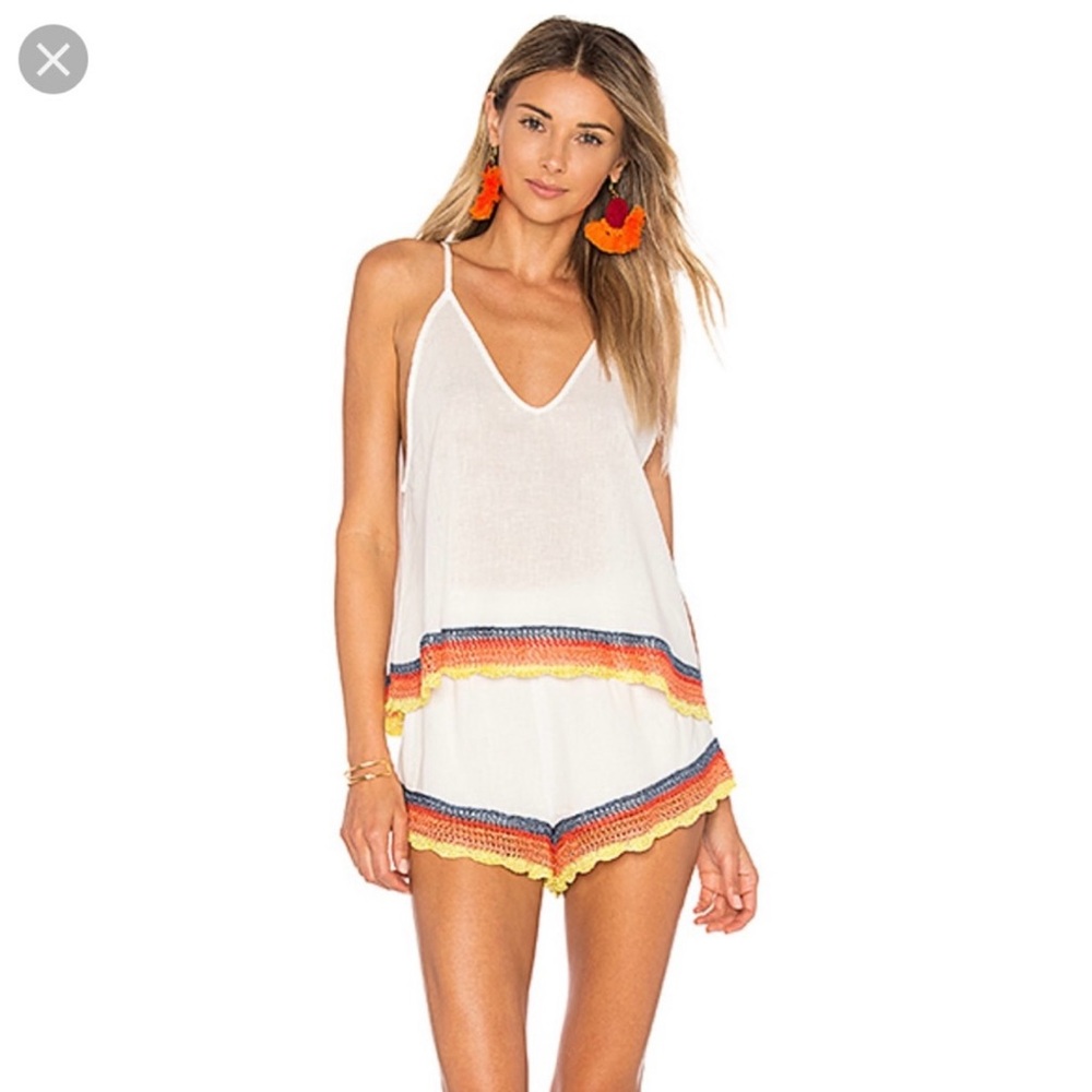 Free People White Multicolor Swim Coverup
